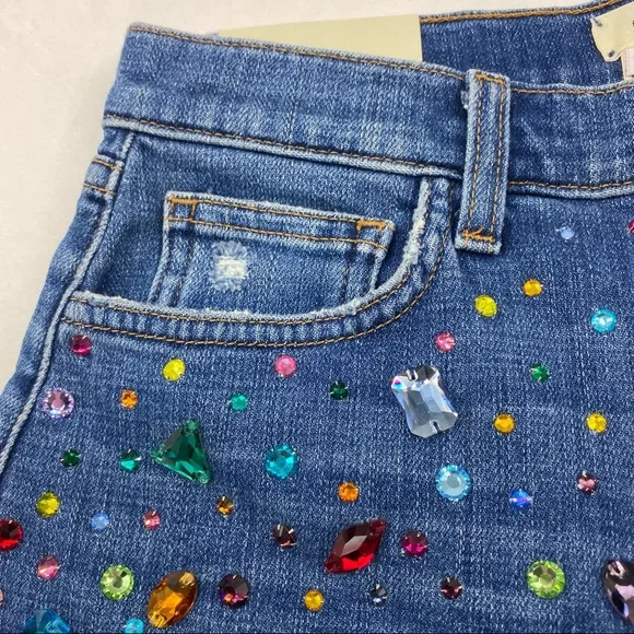 L’AGENCE | Bejeweled Rhinestone Ryland High Rise Jean Shorts RARE | 25 New - Picture 2 of 11